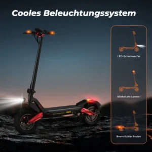 10 Zoll E Scooter mit Straßenzulassung für Erwachsene, max. 20 km/h Geschwindigkeit, 80-100 KM Reichweite, 48V 15Ah, Lange Reichweite,Maximale Belastung 150kg, Geländetauglicher Elektroroller, Faltbarer E Scooter mit Straßenzulassung, 4 Stoßdämpfer Design, 500W Birstenloser Motor