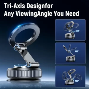 4-teiliges Magnetisches Handyhalter-Set, Drehbarer Auto-Vakuum-Saugnapf-Handyhalter, Ausziehbar, Faltbar 360° Drehbarer Magnetischer Handyhalter, Zinklegierung Material, Superstarker Saugnapf-Magnetischer Auto-Handyhalter
