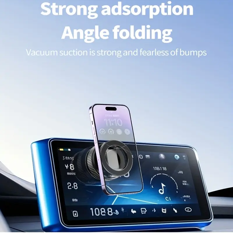4-teiliges Magnetisches Handyhalter-Set, Drehbarer Auto-Vakuum-Saugnapf-Handyhalter, Ausziehbar, Faltbar 360° Drehbarer Magnetischer Handyhalter, Zinklegierung Material, Superstarker Saugnapf-Magnetischer Auto-Handyhalter – Bild 3