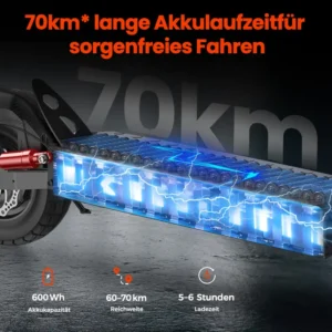 E Scooter mit Straßenzulassung, Klappbarer Elektroscooter,10-Zoll Luftreifen für Offroad-Elektroroller,60-75 km Reichweite,4 Stoßdämpfer,Höherwertiger E Roller.