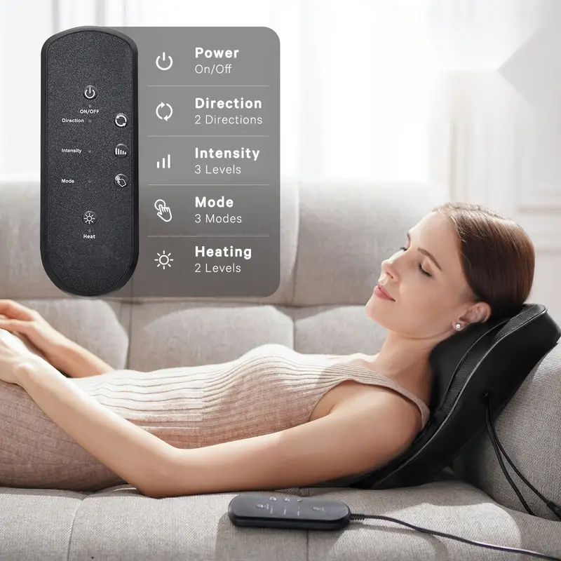 USB-aufladbares Nacken- und Schultermassagegerät mit Heizfunktion - Mit Druck-, Roll- und Vibrationsfunktionen, ideal für Nacken, Schultern, Rücken, Beine und Körper, geeignet für Zuhause, Büro und Reisen – Bild 3