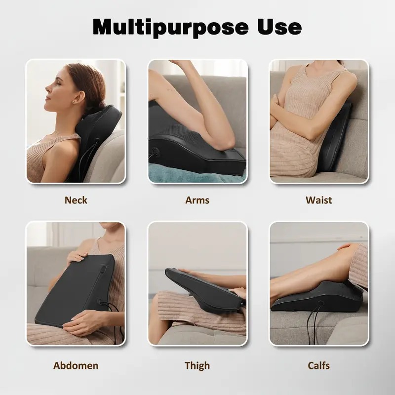 USB-aufladbares Nacken- und Schultermassagegerät mit Heizfunktion - Mit Druck-, Roll- und Vibrationsfunktionen, ideal für Nacken, Schultern, Rücken, Beine und Körper, geeignet für Zuhause, Büro und Reisen – Bild 6